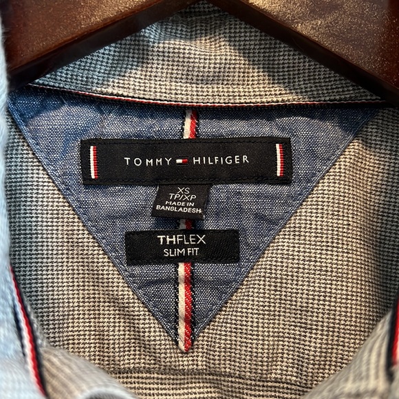 Tommy Hilfiger The Flex Slim Fit Oxford Print Woven Button Up Shirt Top, XS - Picture 2 of 7